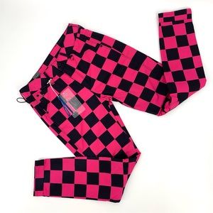 G-Star Raw NWT Pink Chefs Check Print 3D Mid-Rise Boyfriend Fit Canvas Jeans, 25